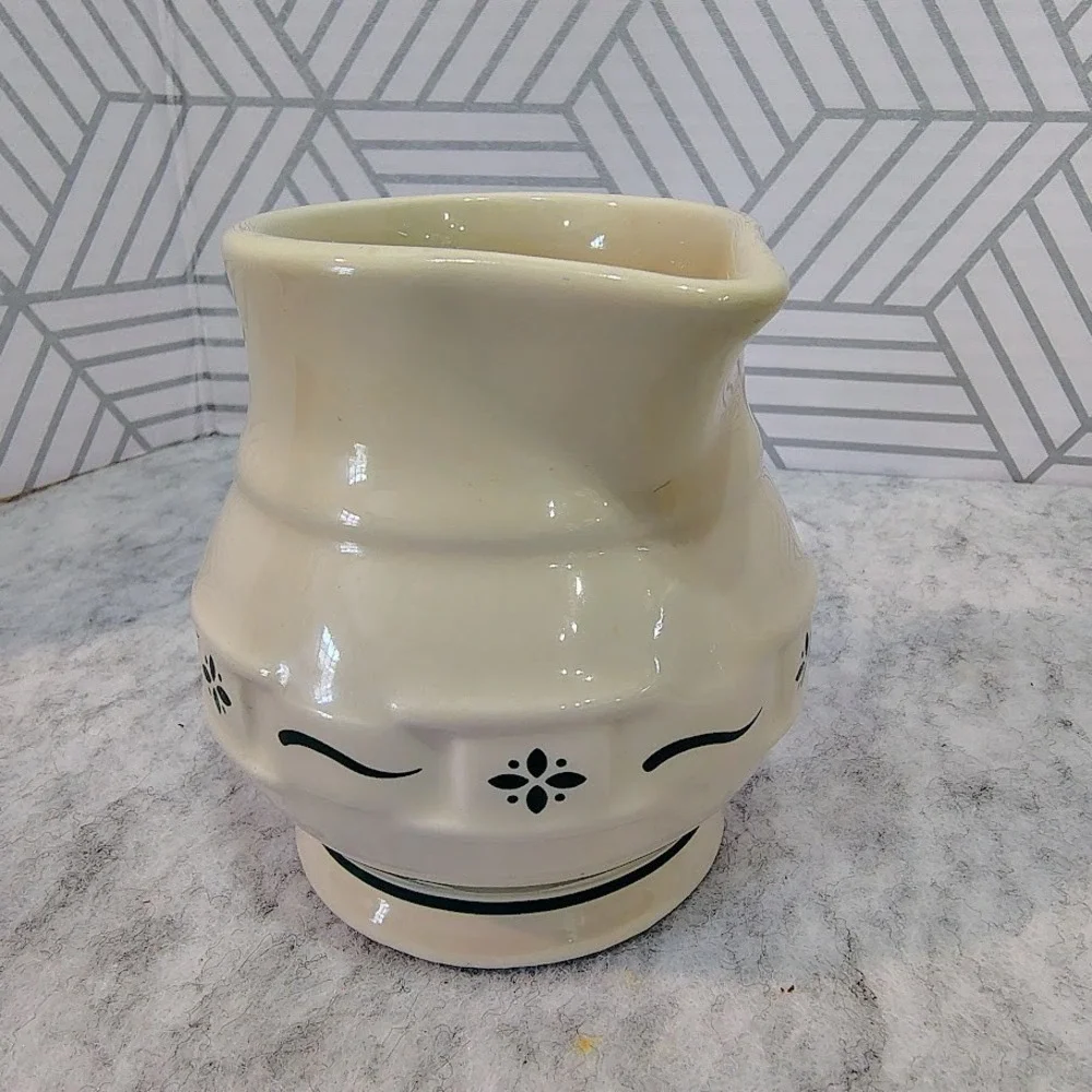 Longaberger Pottery Woven Traditions Classic Green – Creamer/Sugar Set USA